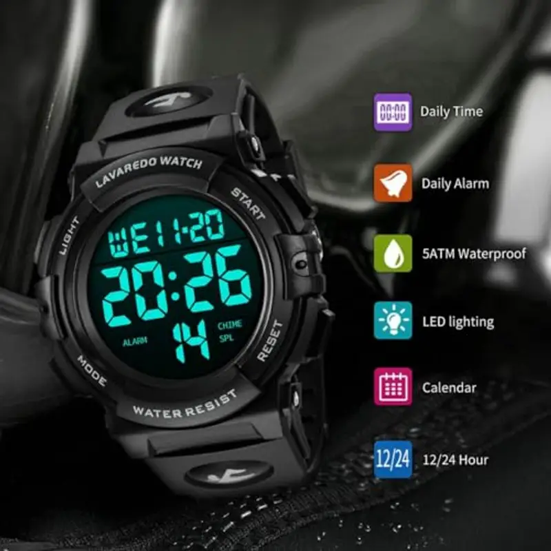 BEN NEVIS Orologio Digitale da Uomo Orologio Sportivo Militare 5ATM Impermeabile Cronografo Militare Orologio da Polso per Uomo con Retroilluminazione a LED Sveglia Data/Antiurto miniatura 2