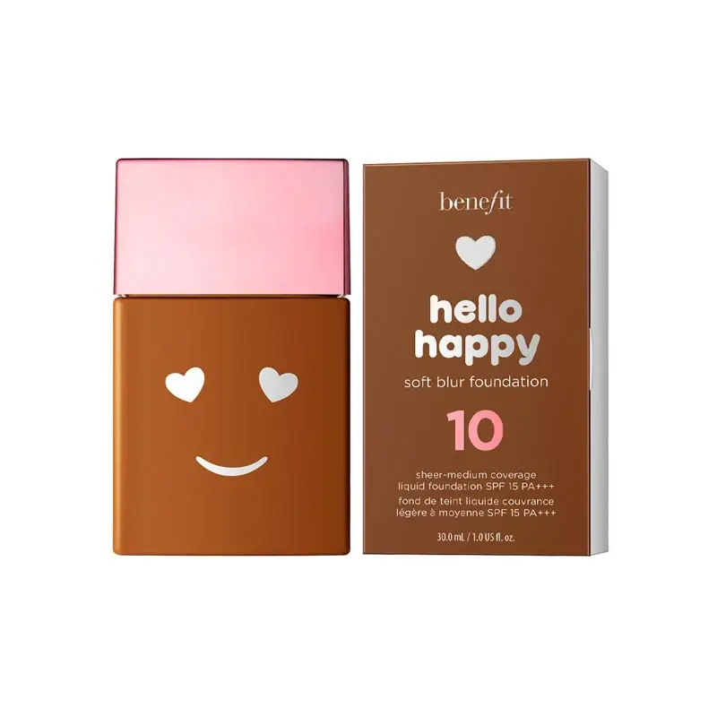 Hello Happy Soft Blur, finitura opaca, fondotinta liquido, 10, Deep Warm, SPF 15, 30 ml