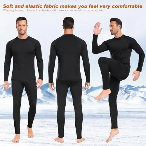 BENNIES Intimo Termico Uomo Tuta Termica Maglia Completo Set Pantaloni Termici Tuta Sci Abbigliamento Invernale per Sci miniatura 2