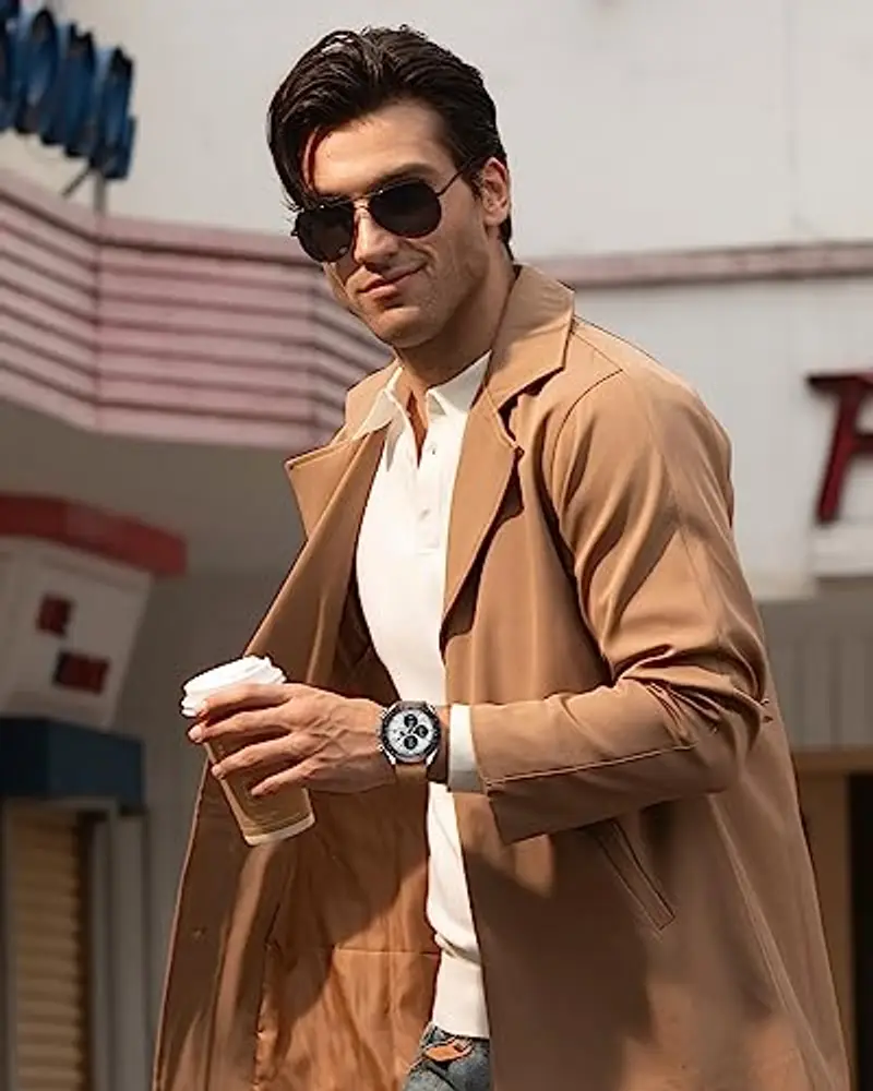 BENYAR Orologio da Uomo Cronografo Analogico Movimento al Quarzo Impermeabile Luminoso Moda Sportivo Affari Orologio da Polso Cinturino in Pelle Elegante Regalo per Uomo miniatura 2