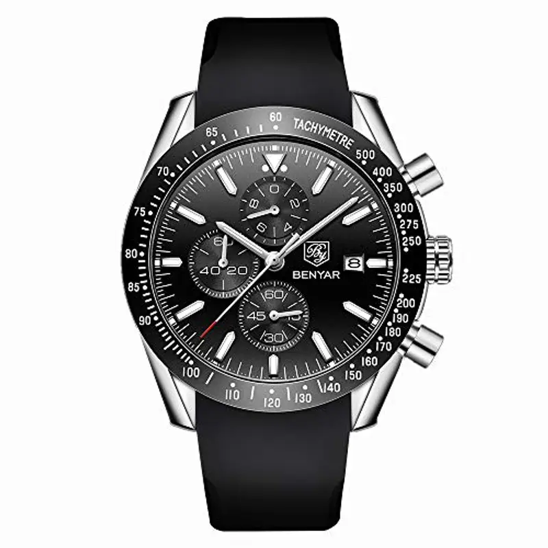 BENYAR Orologio da Uomo Cronografo Analogico Movimento al Quarzo Impermeabile Luminoso Moda Sportivo Affari Orologio da Polso Elegante Regalo per Uomo miniatura 3