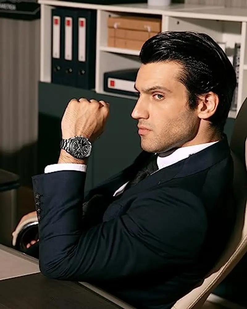 BENYAR Orologio Uomo Analogico al Quarzo Cronografo Impermeabile Luminoso Data Orologio da Polso Cinturino in Acciaio Inox Moda Sportivo Affari Orologi Elegante Regalo per Uomo miniatura 2