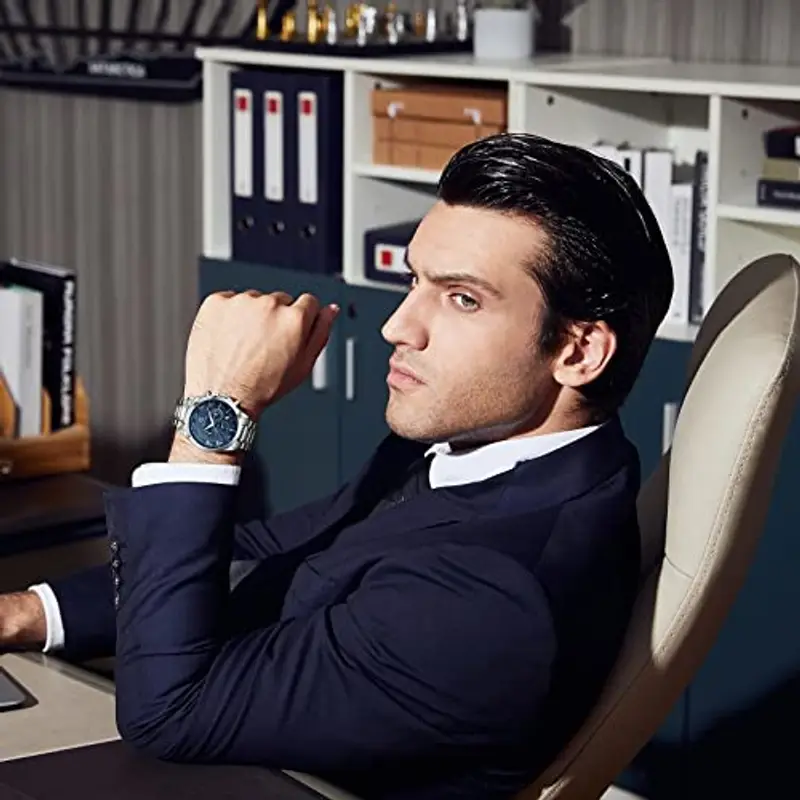 BENYAR Orologio Uomo Analogico Cronografo Impermeabile Luminosa Elegante Classico Acciaio Orologio da Polso Regalo per miniatura 2