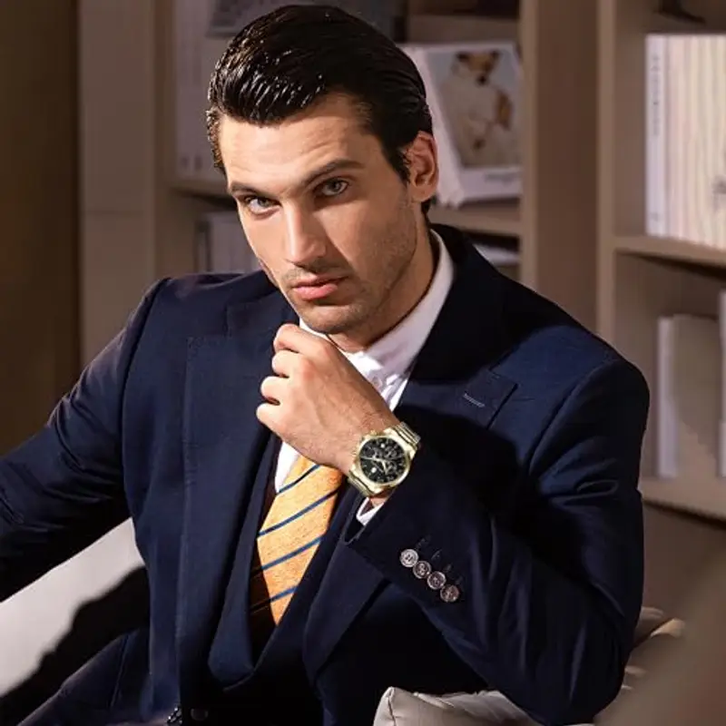 BENYAR Orologio Uomo Analogico Cronografo Impermeabile Luminosa Elegante Orologio da Polso Uomo Cinturino in Acciaio miniatura 2