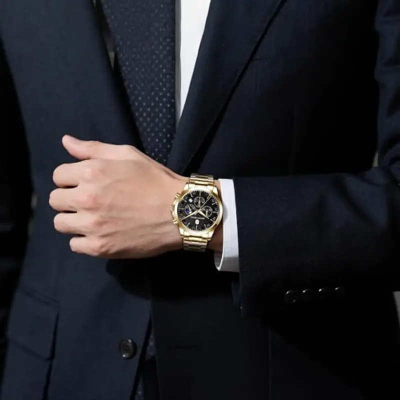 BENYAR Orologio Uomo Analogico Cronografo Impermeabile Luminosa Elegante Orologio da Polso Uomo Cinturino in Acciaio miniatura 3