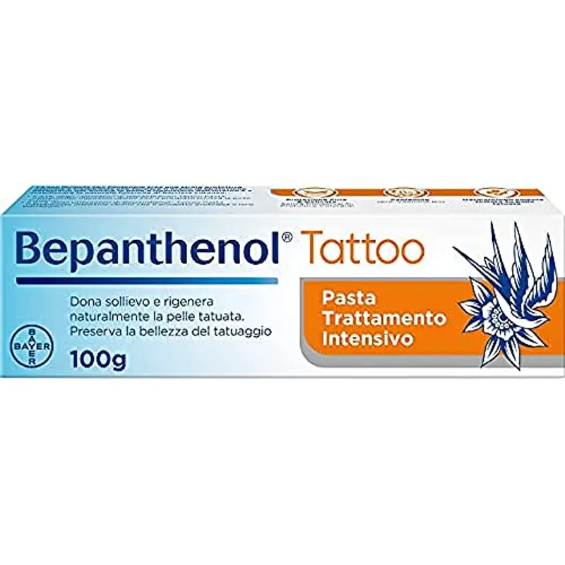 Bepanthenol Tattoo Pasta Trattamento Intensivo, Crema Tatuaggi Corpo con Pantenolo, Crema Tattoo Idratante che Protegge, dà Sollievo e Rigenera la Pelle, Preserva la Bellezza del Tatuaggio, 100g