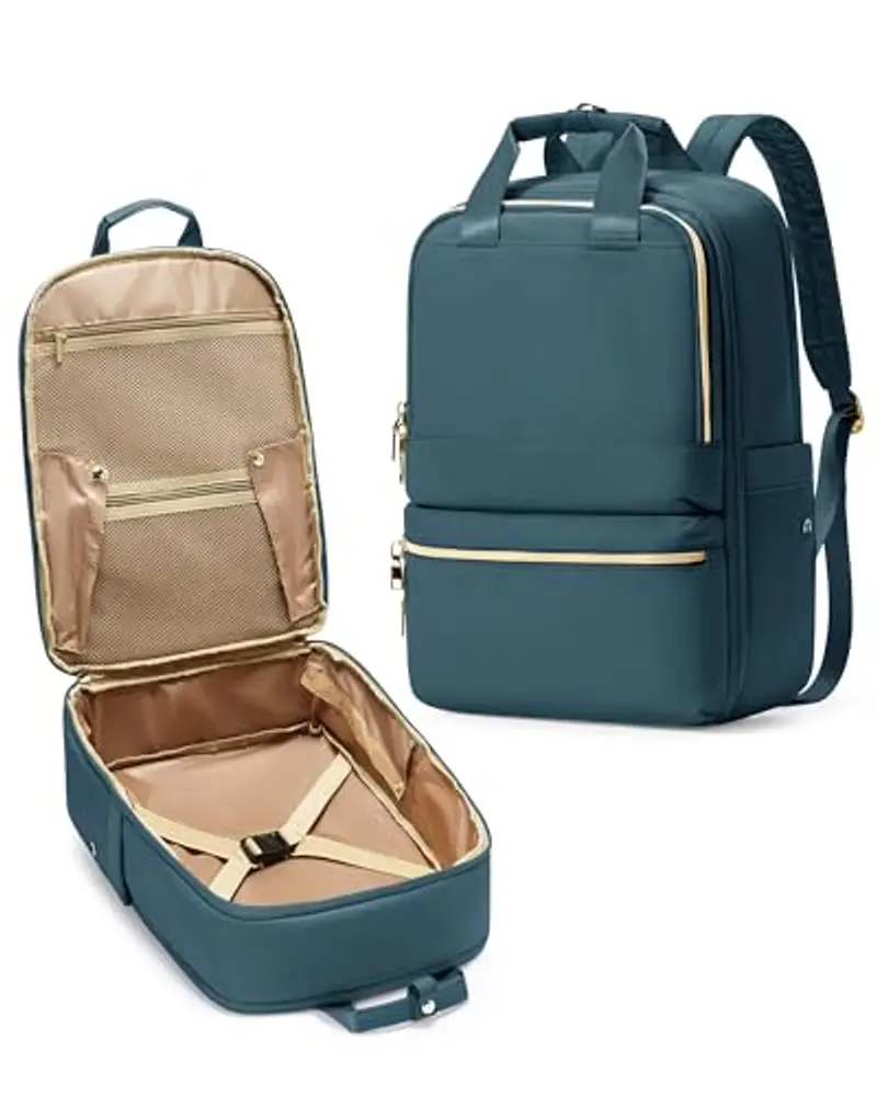 Bergsalz Zaino Donna Uomo Ryanair 40x20x25 Da Viaggio Sportivo Impermeabile Aereo Bagaglio a Mano Università Casual Per Laptop Da 14 Pollici Blu Pavone