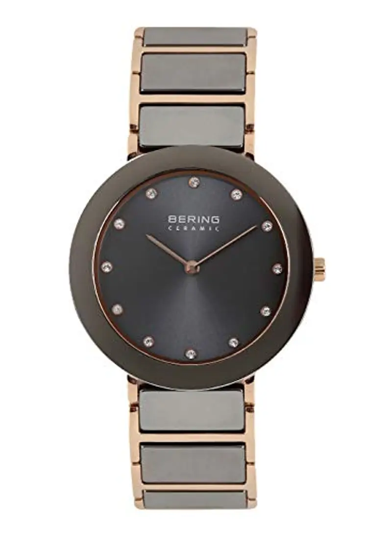 BERING Donna Analogico Quarzo Ceramic Orologio con Cinturino in Acciaio inossidabile Cinturino e Vetro zaffiro