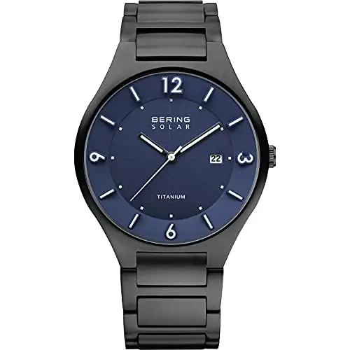 BERING Solar 14440-393 Orologio da polso da uomo, cassa in acciaio inossidabile blu da 40 mm e quadrante blu, cinturino