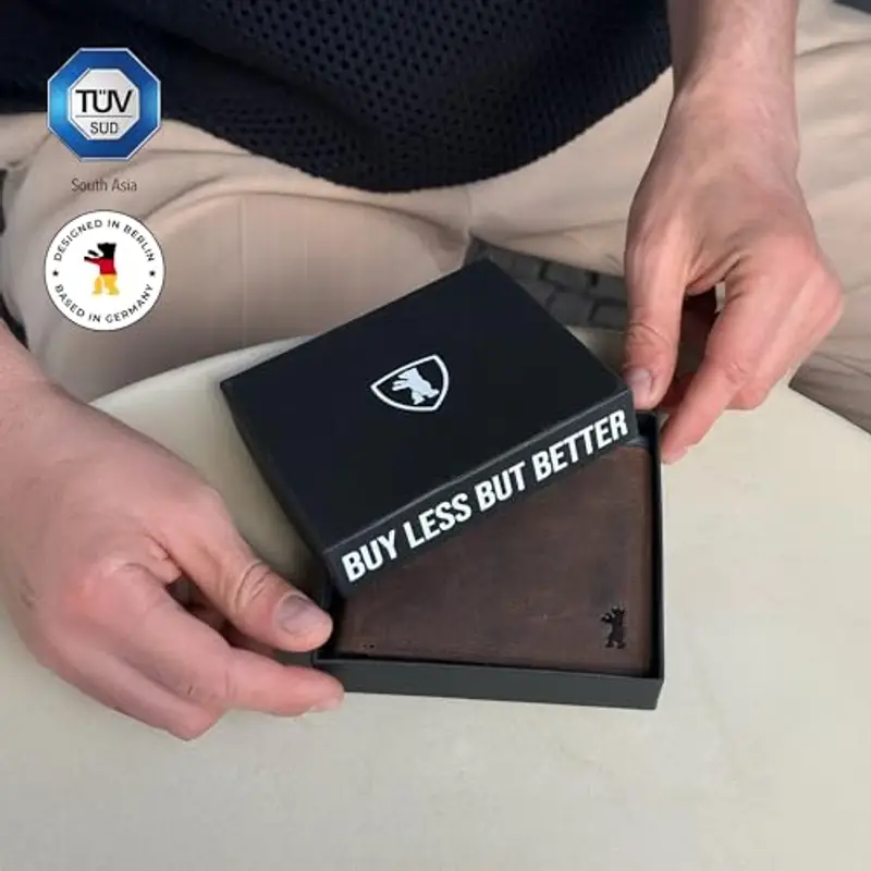 Berliner Bags Portafoglio vintage Peter in pelle con protezione RFID approvata TÜV per uomo, Espresso, Misura standard, Classico miniatura 3