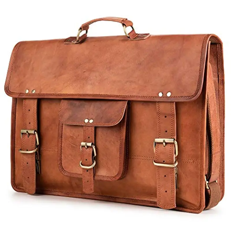 Berliner Bags Vintage Ventiquattrore Berlin, Borsa da Lavoro a Tracolla in Vera Pelle, Borsa Porta PC per Ufficio e Viaggi, Unisex - Marrone