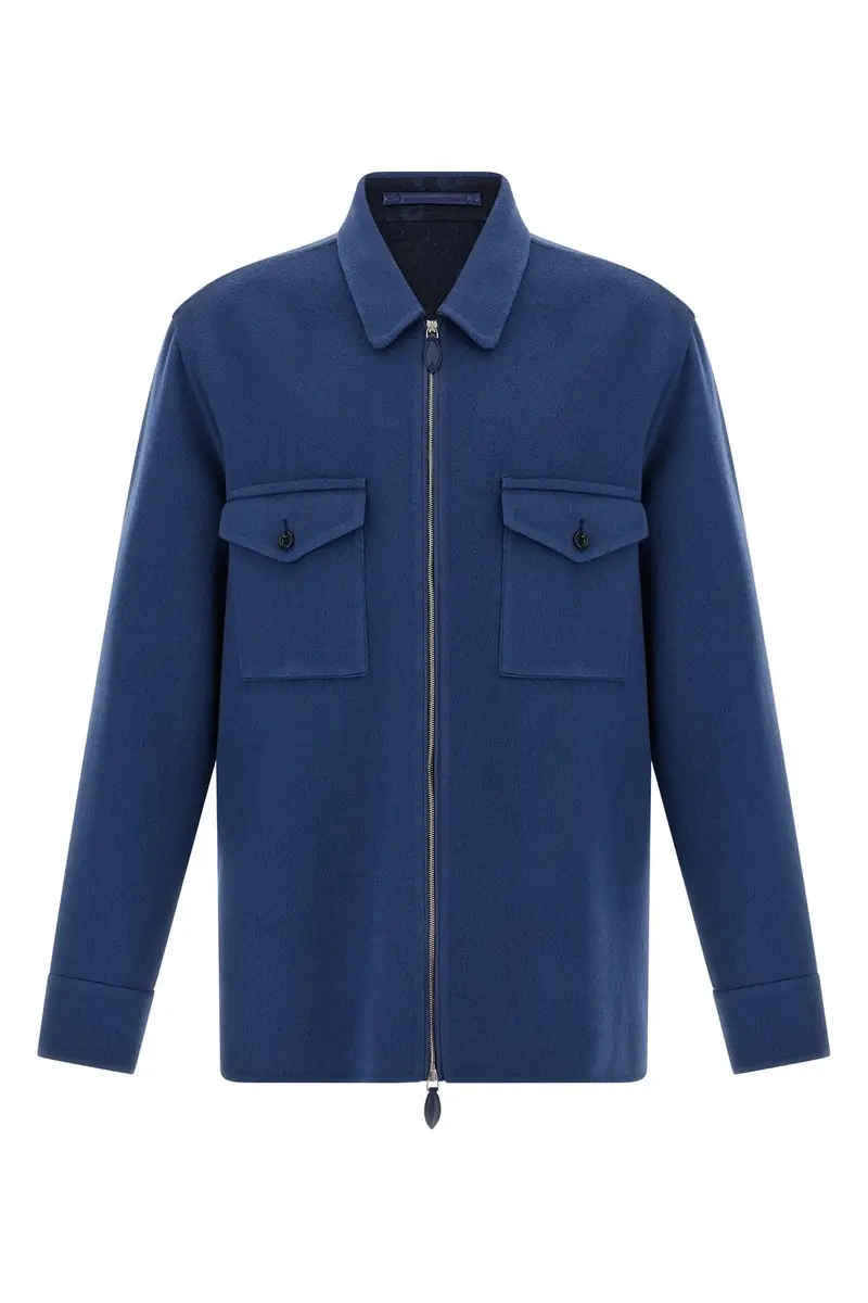 Overshirt Panno Double Blu