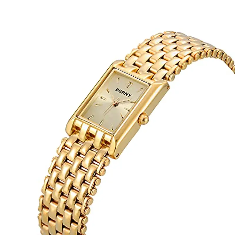 BERNY Orologi d'oro per le donne Aggiornati Orologi da polso al quarzo Acciaio inossidabile Band Ladies Piccolo Orologio d'oro di lusso Casual Fashion Bracelet Strumenti inclusi miniatura 2