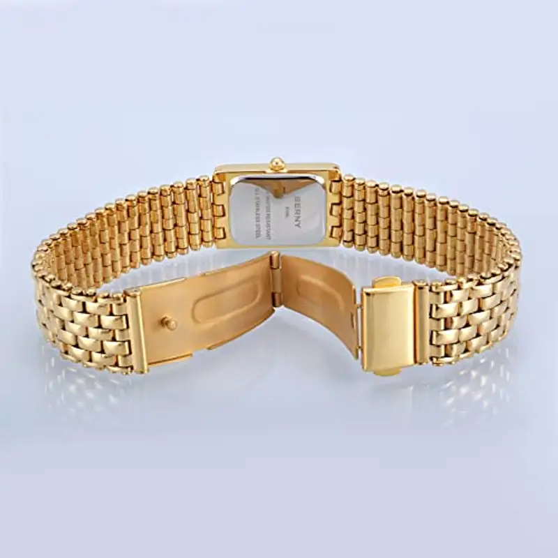 BERNY Orologi d'oro per le donne Aggiornati Orologi da polso al quarzo Acciaio inossidabile Band Ladies Piccolo Orologio d'oro di lusso Casual Fashion Bracelet Strumenti inclusi miniatura 3