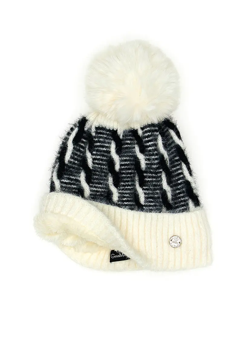 Berretto con pon-pon bianco con interno foderato GIANMARCO VENTURI 61055 miniatura 2