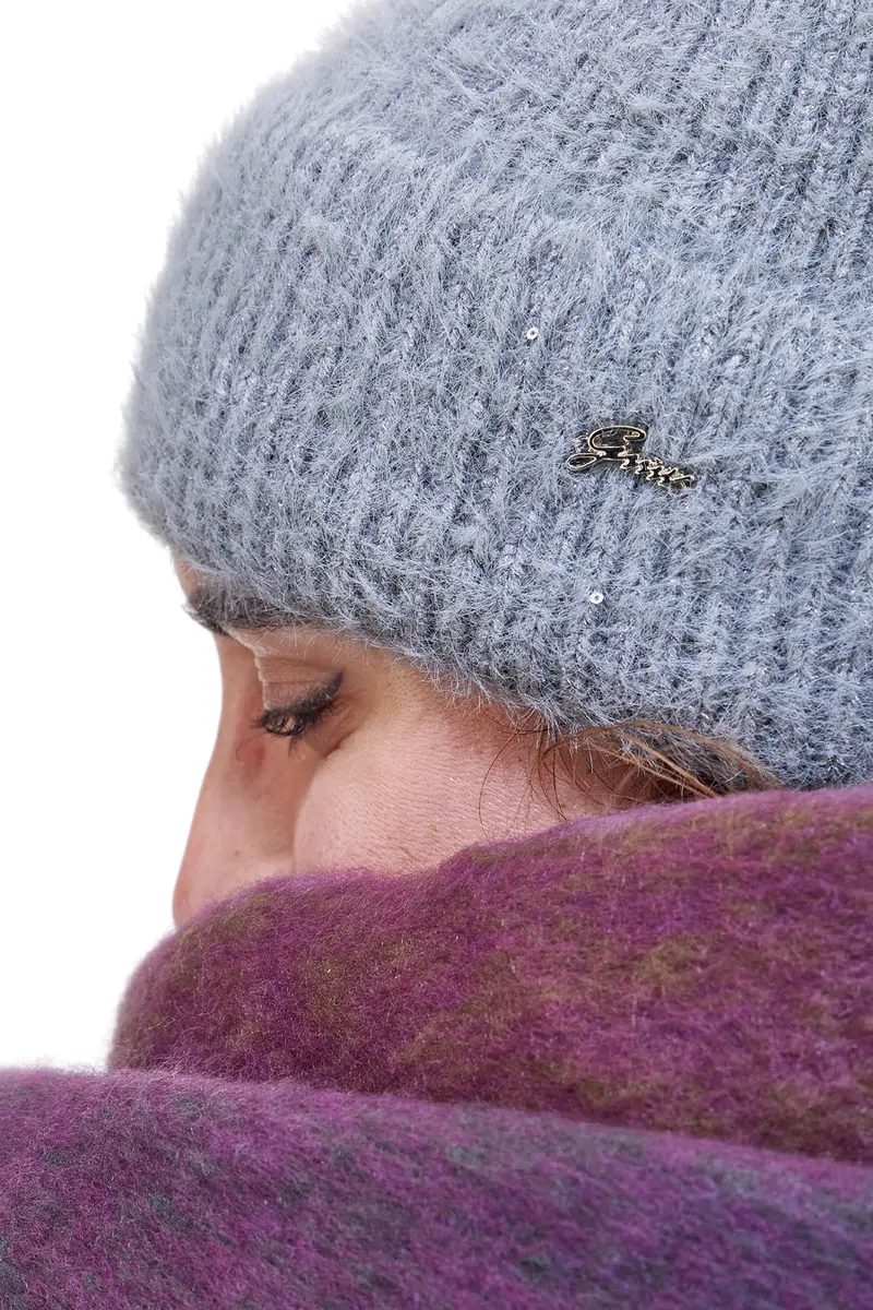 Berretto Grigio Con Filo Argentato Gianmarco Venturi 61050 miniatura 3