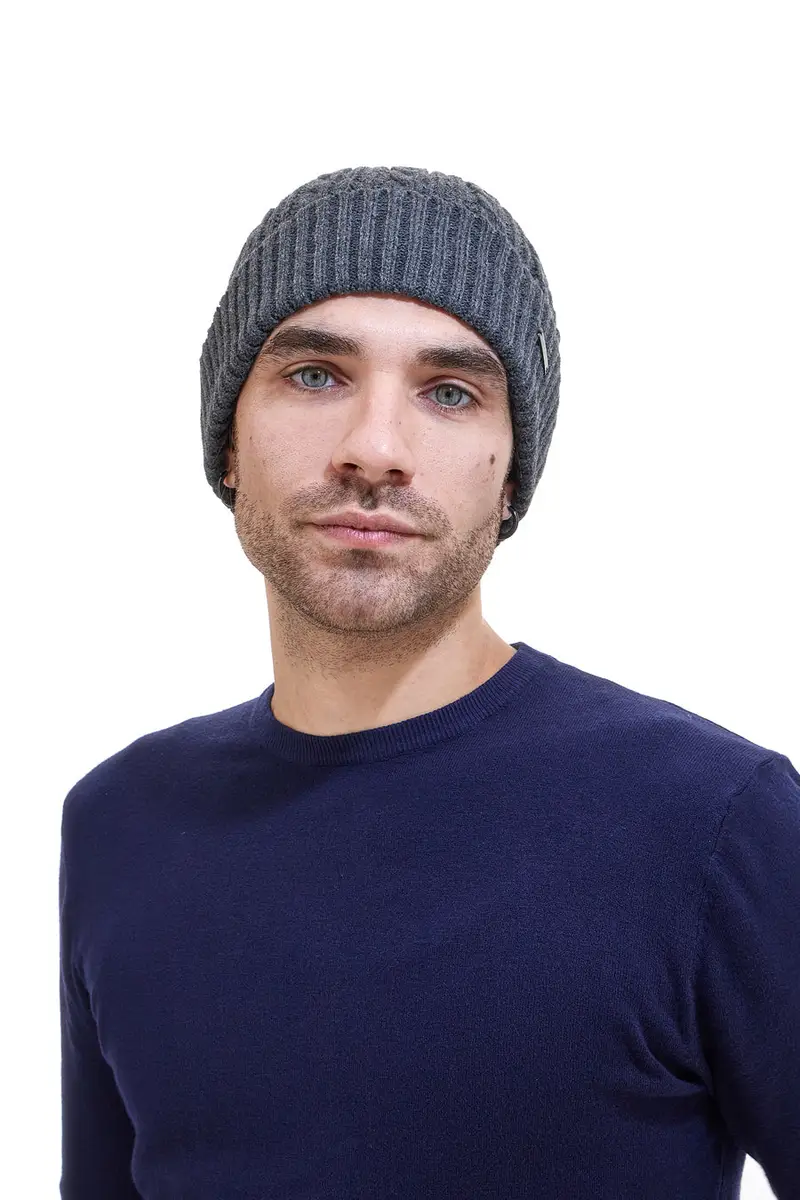 Berretto in Maglia Grigio GianMarco Venturi 73125 miniatura 2