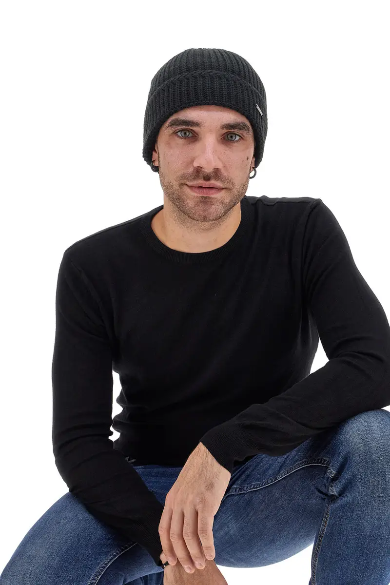 Berretto in maglia Nero Gian Marco Venturi 73116 miniatura 2