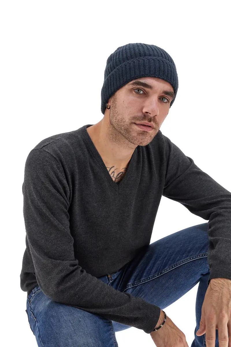 Berretto Invernale Blu Gianmarco Venturi 73116 miniatura 3