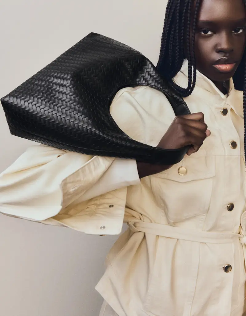 Borsa A Sacchetto Intrecciata Donna Nero