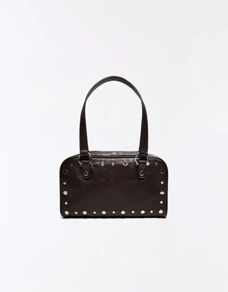 Borsa Bowling Con Borchie Donna Marrone