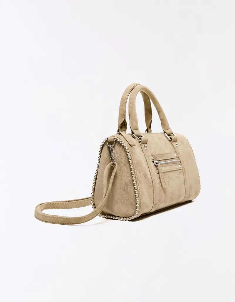 Borsa Bowling Effetto Camoscio Donna Camel