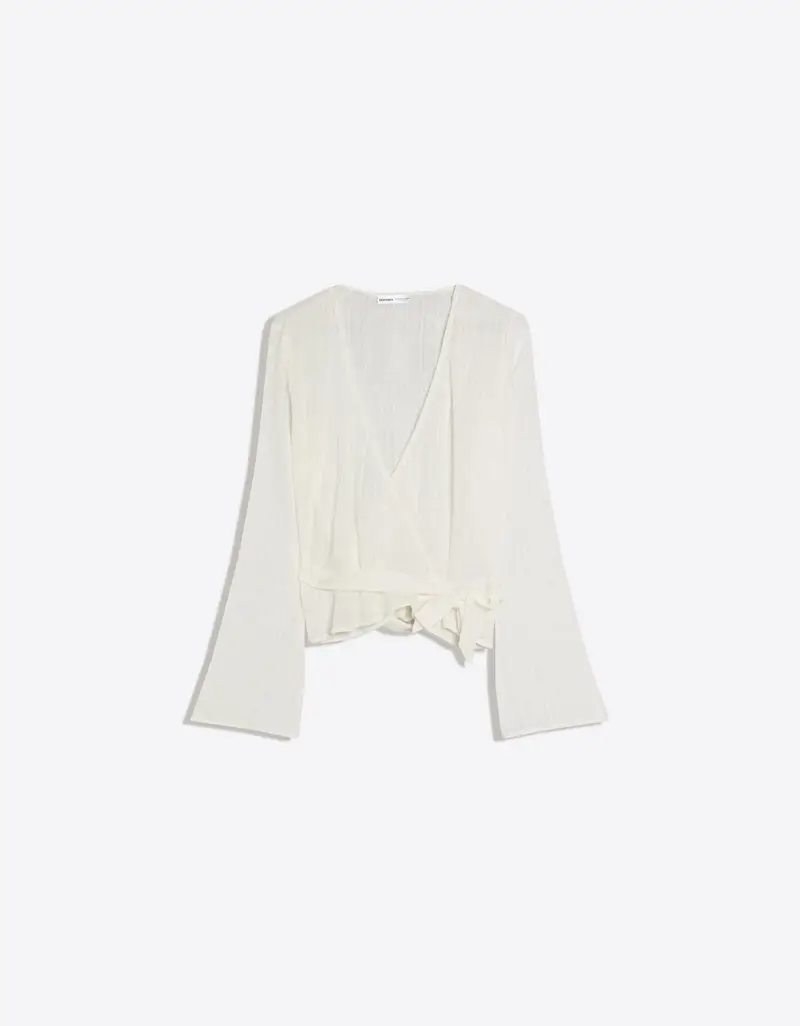 Camicetta Incrociata Stampata Donna Avorio