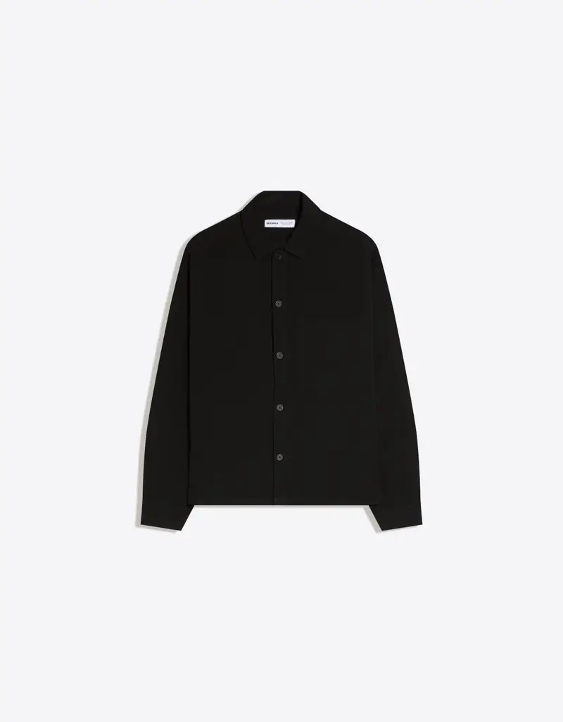 Camicia A Maniche Lunghe Tailored Fit Uomo Nero