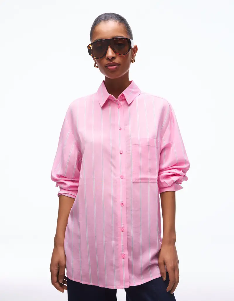 Camicia Oversize Fluida Donna Fucsia