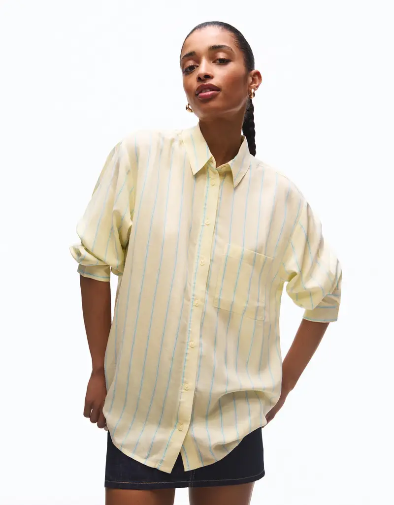 Camicia Oversize Fluida Donna Giallo