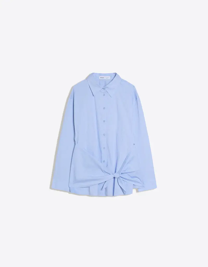 Camicia Popeline Oversize Stampa Con Fiocco Donna Azzurro