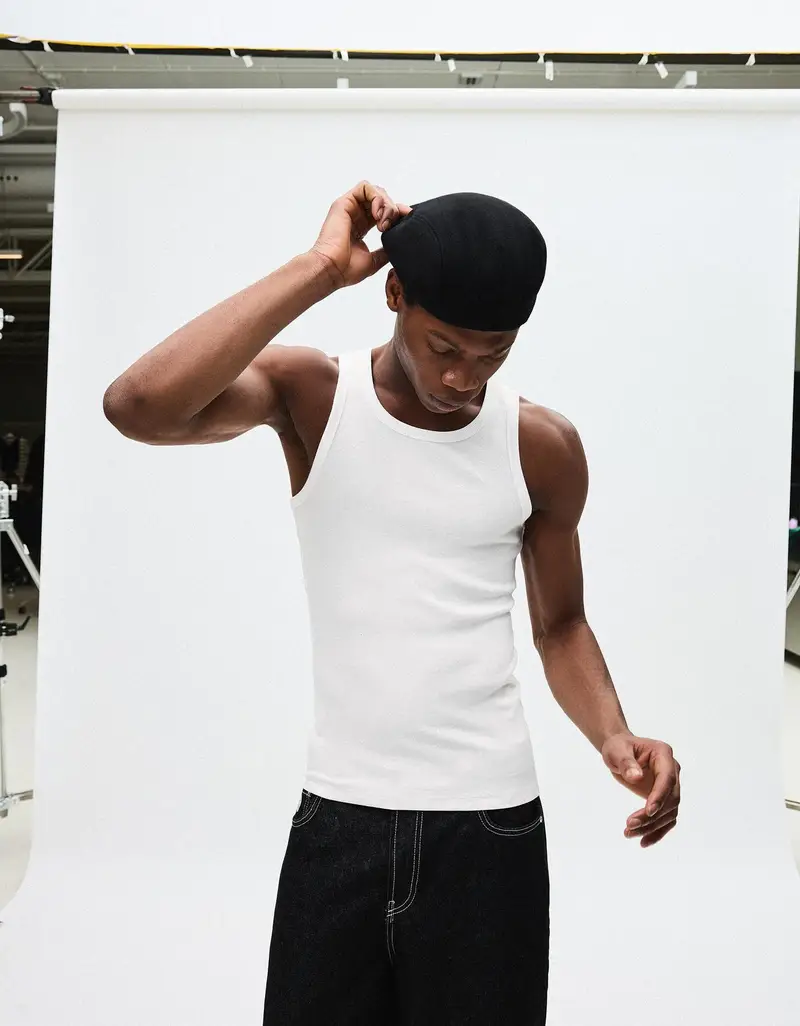 Canotta A Costine Uomo Bianco