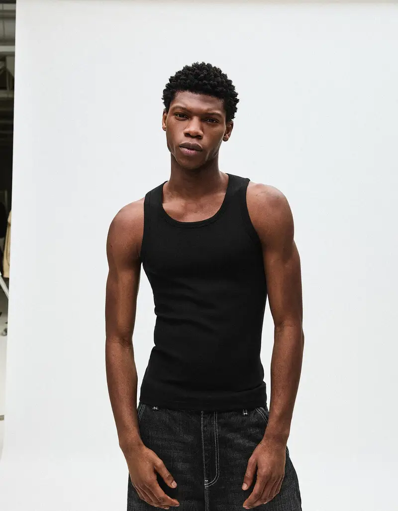 Canotta A Costine Uomo Nero