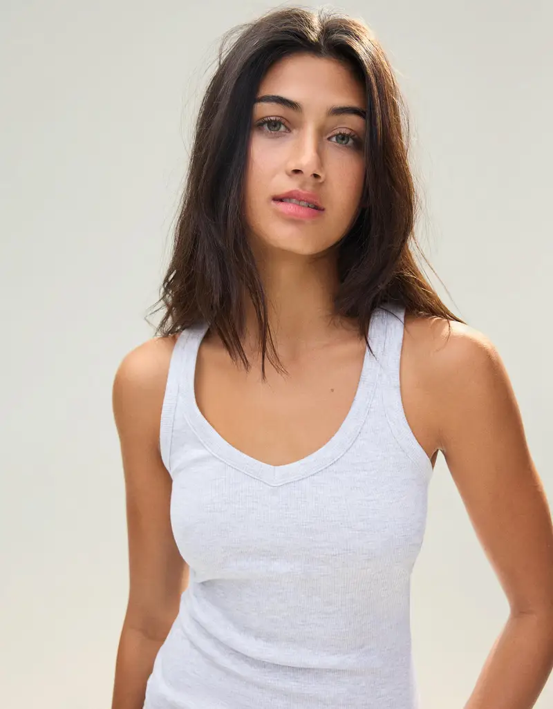 Canotta Basica A Costine Donna Grigio