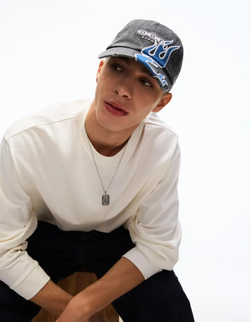 Cappellino Ricamato Uomo Nero