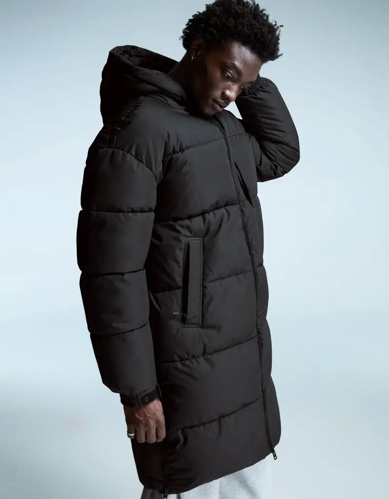 Cappotto Lungo Imbottito Uomo Nero