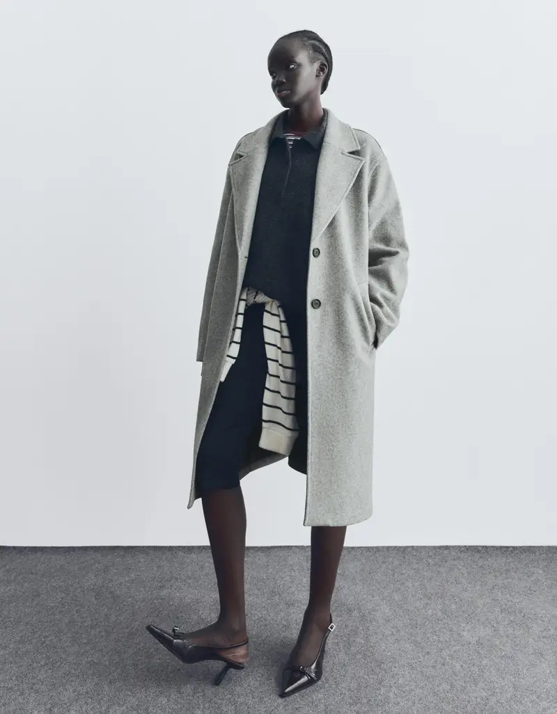 Cappotto Lungo Morbido Donna Grigio