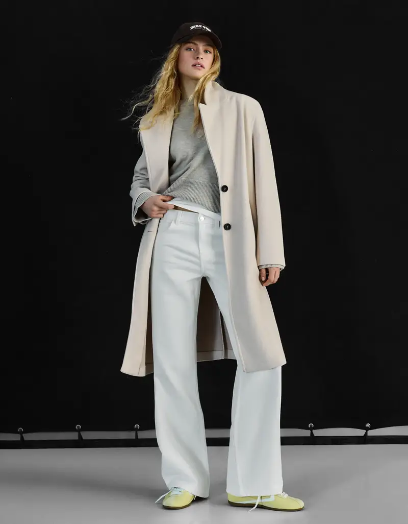 Cappotto Lungo Morbido Donna Sabbia