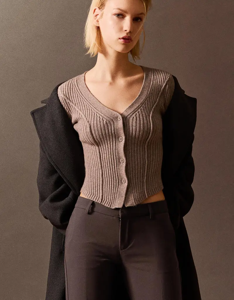 Bershka Cardigan Donna Beige 3941265