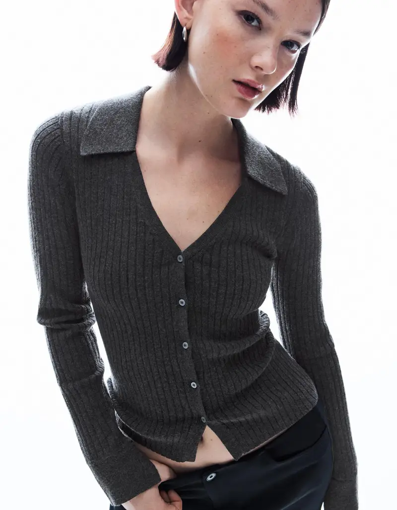 Bershka Cardigan Donna Grigio 3934434