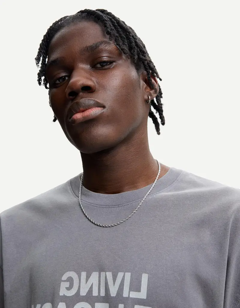 Bershka Catena In Acciaio Intrecciato Uomo Argentato