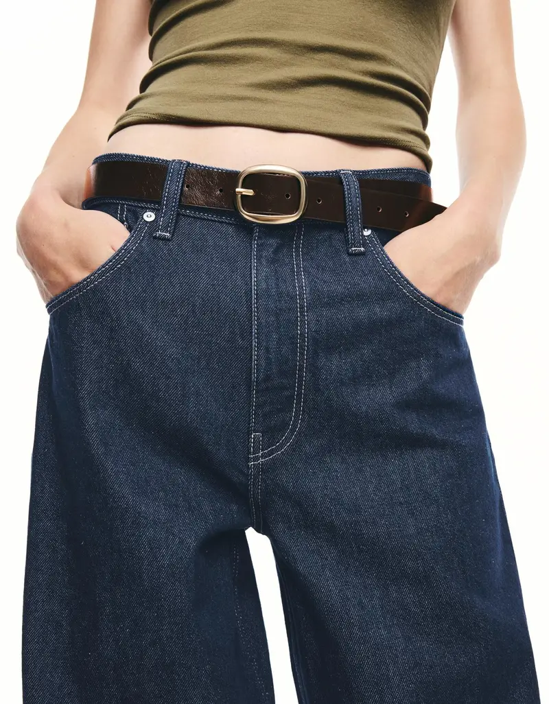 Cintura Sottile Effetto Pelle Donna Marrone