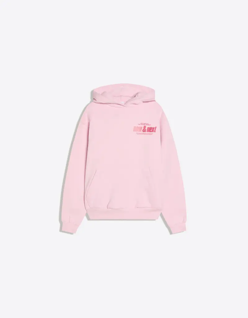 Felpa Cappuccio Stampa Donna Rosa