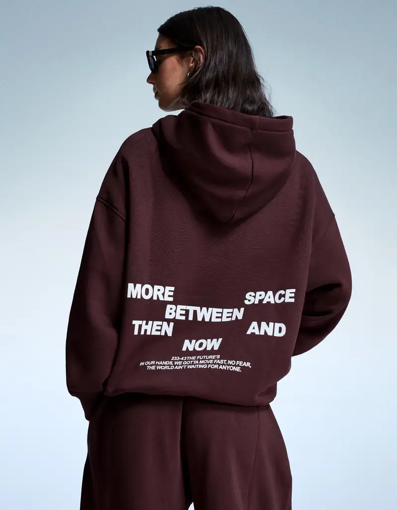 Felpa Con Cappuccio E Stampa Donna Bordeaux