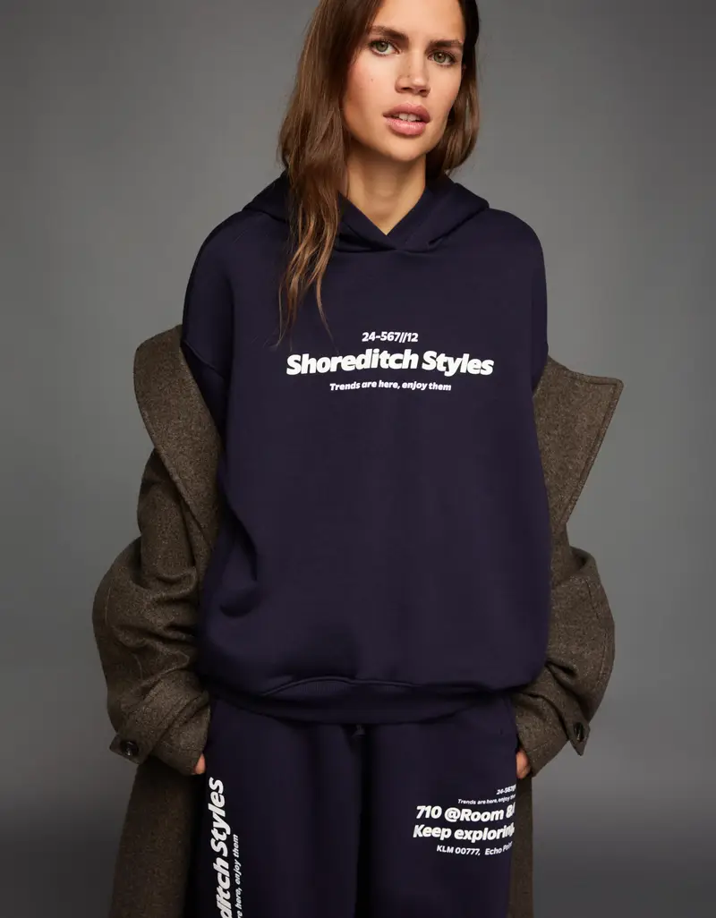 Felpa Con Cappuccio E Stampa Donna Marino