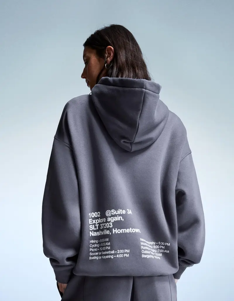 Bershka Felpa Con Cappuccio E Stampa Donna S Grigio Scuro