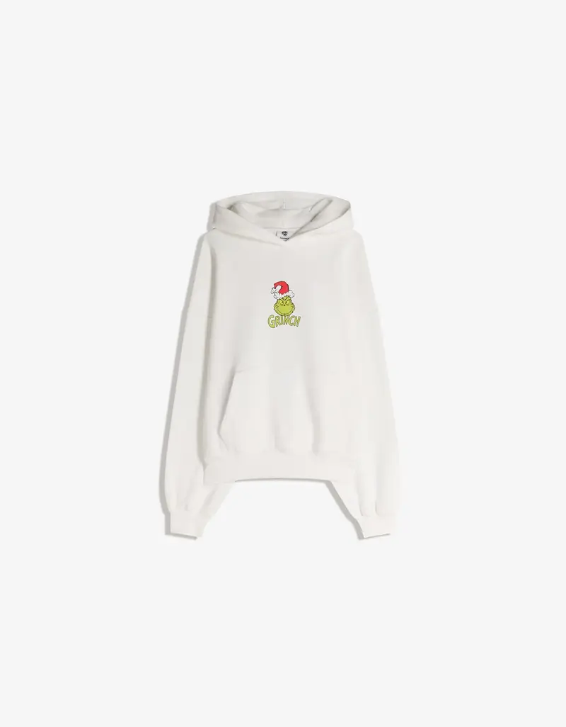 Felpa The Grinch Cappuccio Stampa Donna Bianco Roto