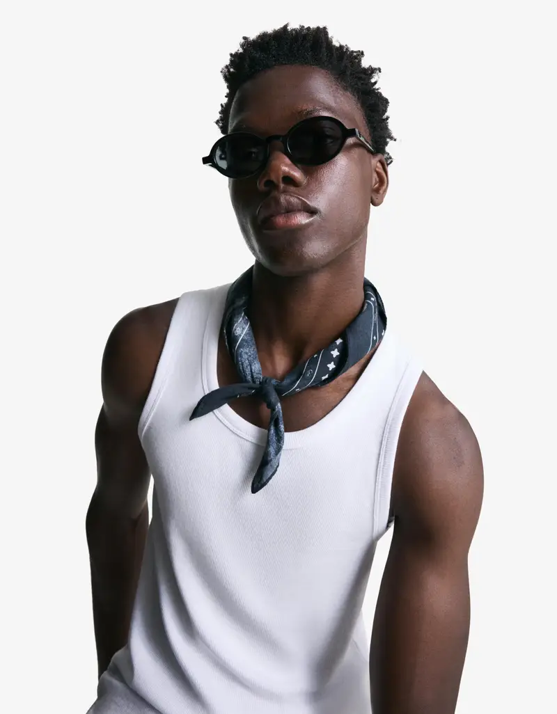 Foulard Stampa Uomo Grigio