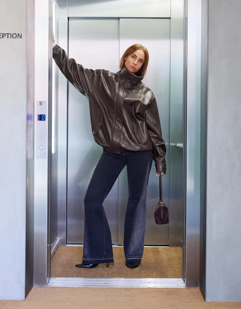 Giacca Oversize In Finta Pelle Donna Marrone