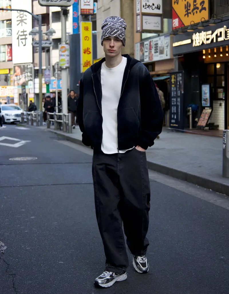 Giubbotto Boxy Fit In Velluto A Coste Con Cappuccio Uomo Nero